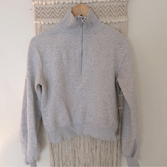 Heather light grey 1/4 zip sweatshirt - Picture 6 of 10